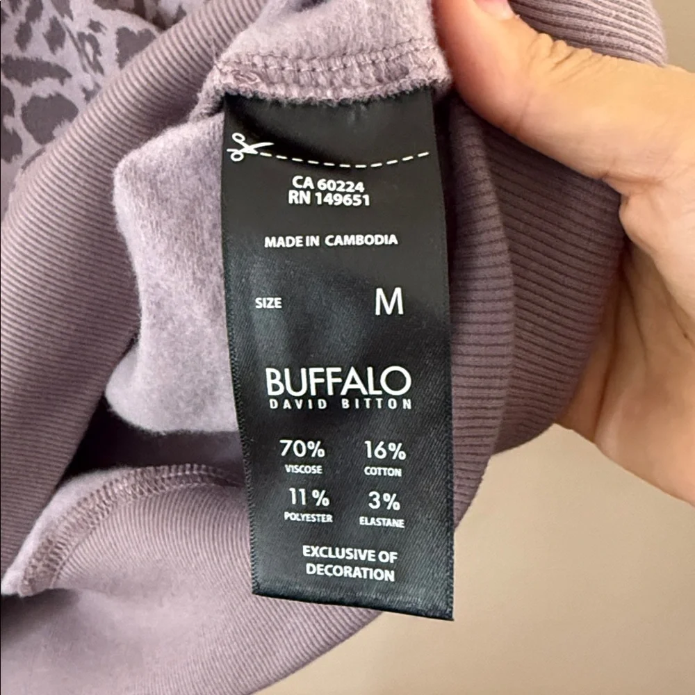 NWT Buffalo David Bitton Iris Lavender Leopard Print Hoodie Medium - Picture 6 of 8